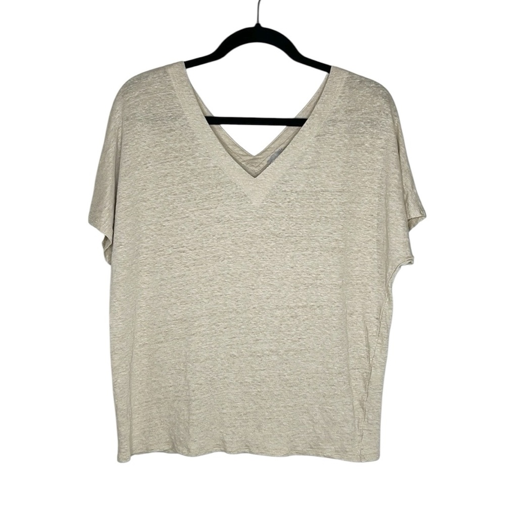 CHICO’S Elevated 100% Linen Light Tan Slouchy Top size 2 / Large
